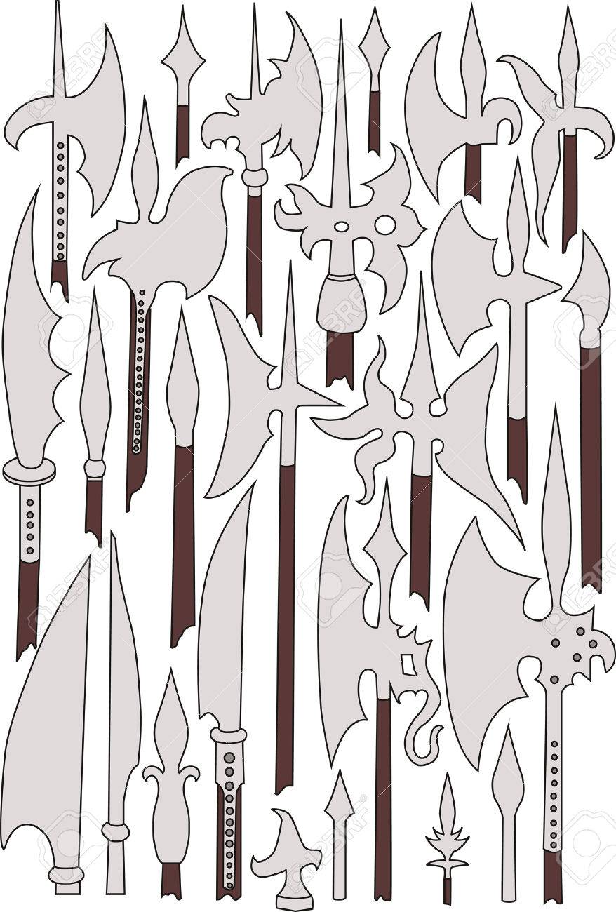 中世武器のセット 槍 矛 ピーク 白い背景イラストを分離 のイラスト素材 ベクタ Image 中世武器のセット 槍 矛 ピーク 白い背景イラストを分離 のイラスト素材 ベクタ Image