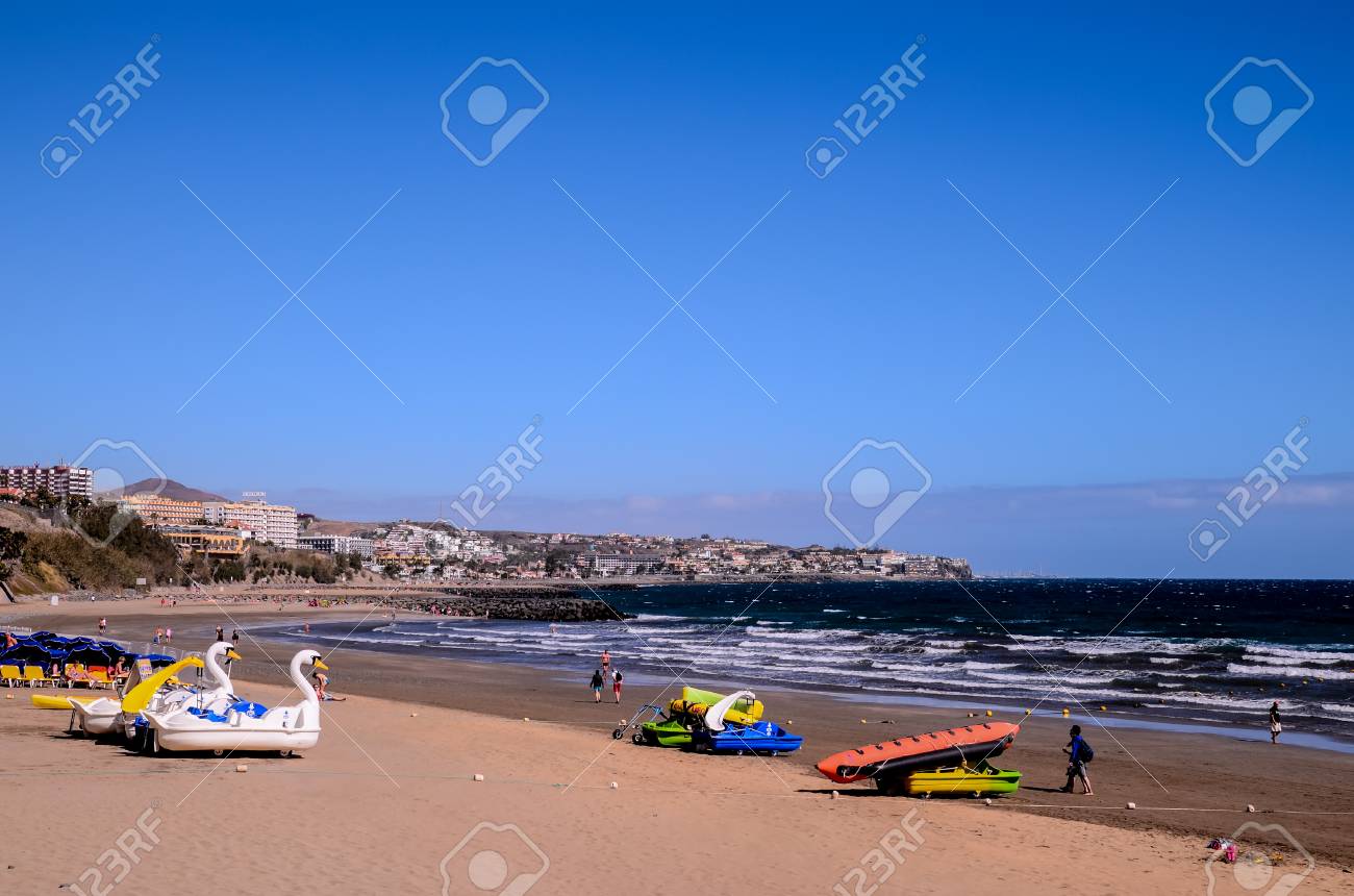 Playa Del Ingles Plage Tropicale Dans Le Sud De Grande Canarie îles Canaries