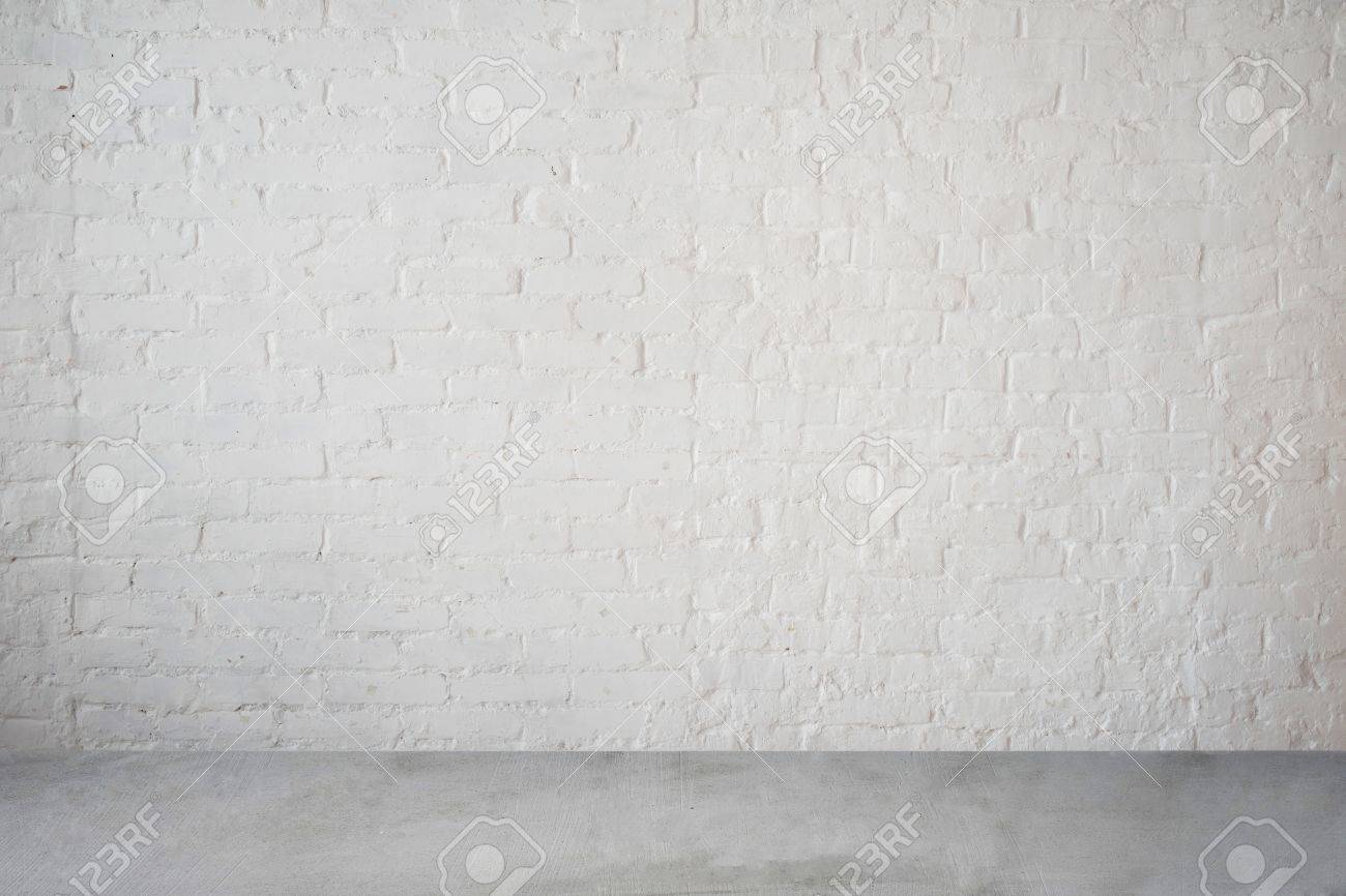 High Resolution White Brick Wall And Floor Textured Background