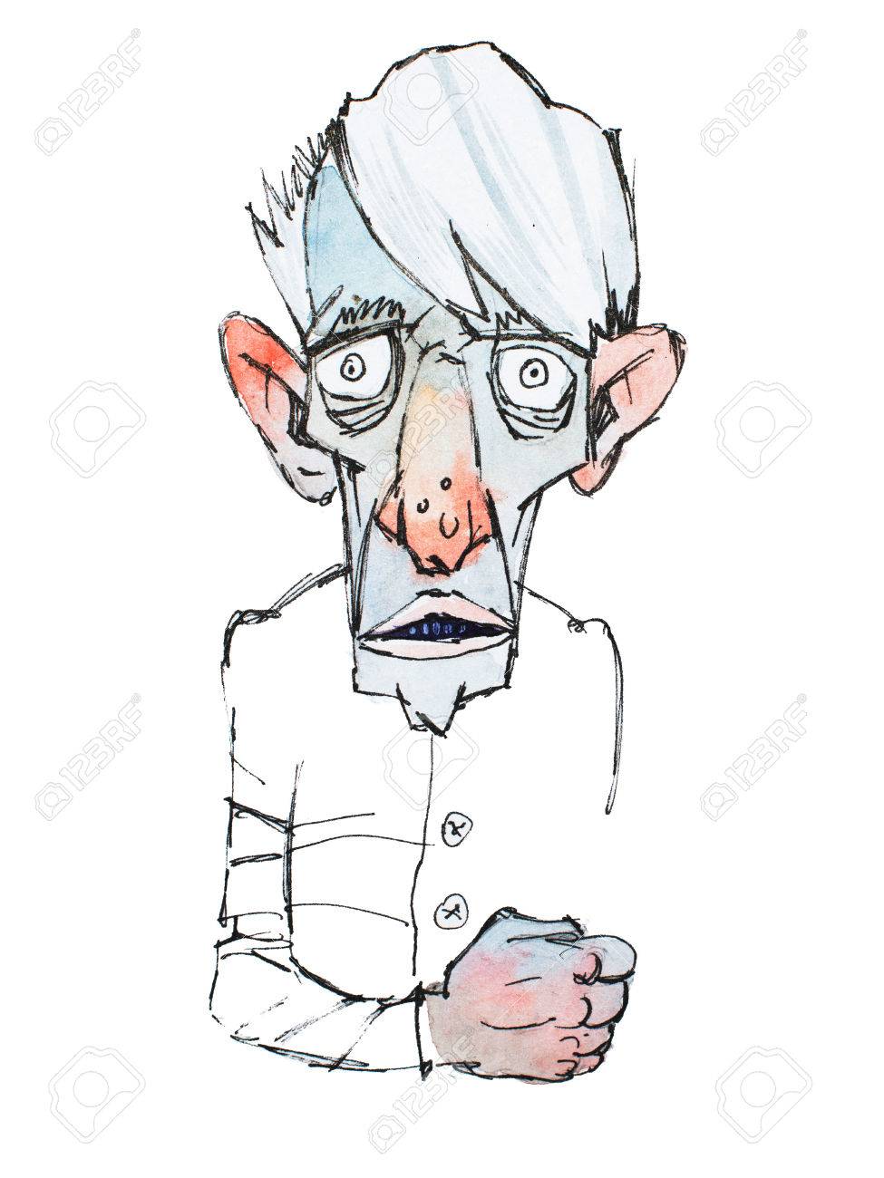 Colored Sketch Of Skinny Scary Old Man