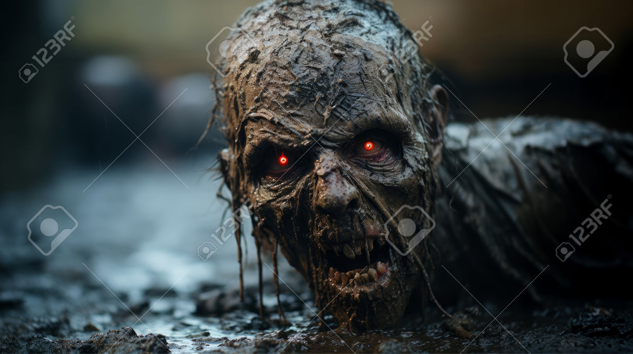 Creepy Zombie Head With Blood On His Face, Halloween Concept Stock Photo,  Picture and Royalty Free Image. Image 209488690., image size:1300x729