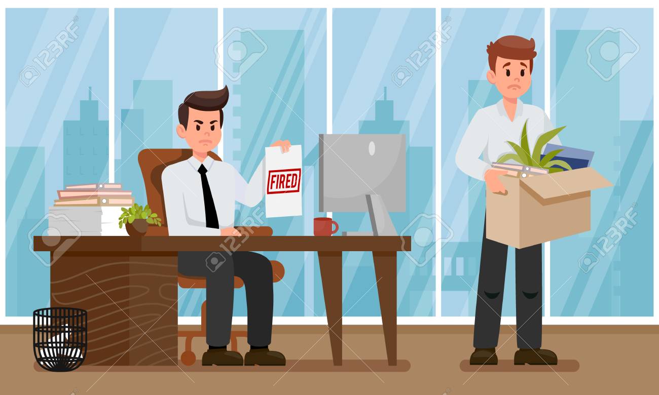 Premium Vector Dismissed, loss job. angry boss dismiss employee.