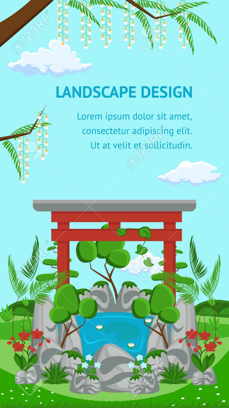 landscape design flat banner vector template nature clipart landscape design template