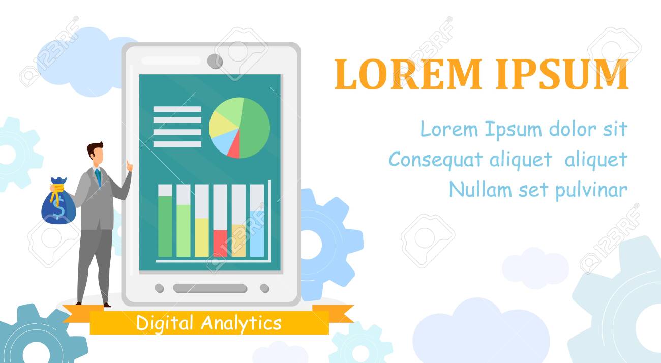 Data Analytics App Web Banner Vector Template Business Analyst