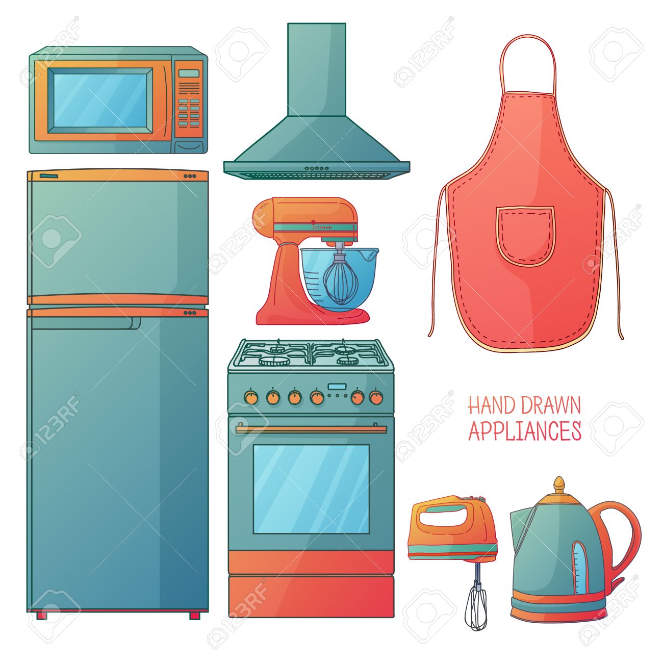Set Of Kitchen Tools. Kitchen Household Furniture In A Cartoon Style.  Silhouette Of Kitchen Tools And Accessories. Appliances For Kitchen  Interior. Vector Illustration Royalty Free SVG, Cliparts, Vectors, and  Stock Illustration. Image, image size:1300x1300