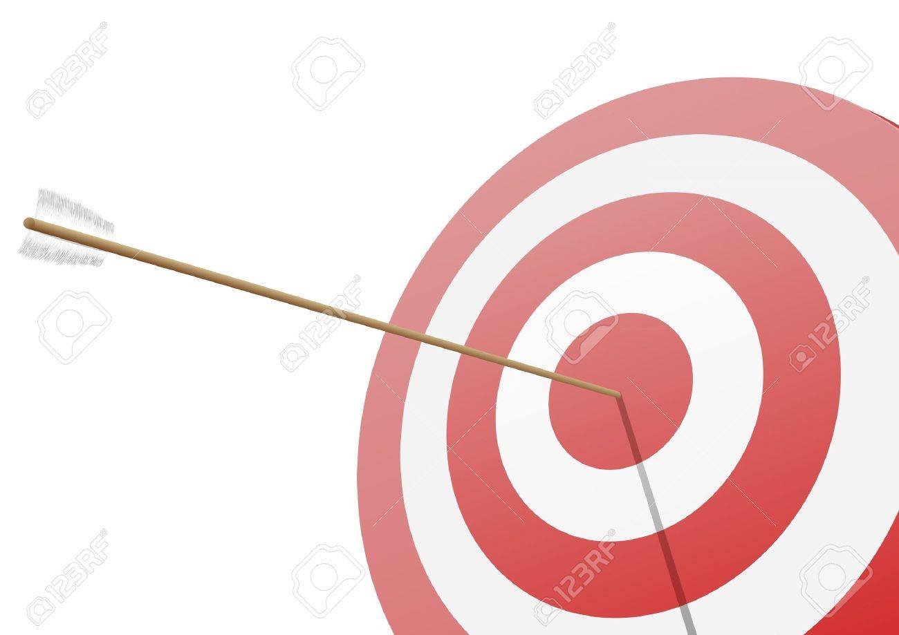 中心の打つ矢印の付いた赤いターゲットのイラスト のイラスト素材 ベクタ Image
