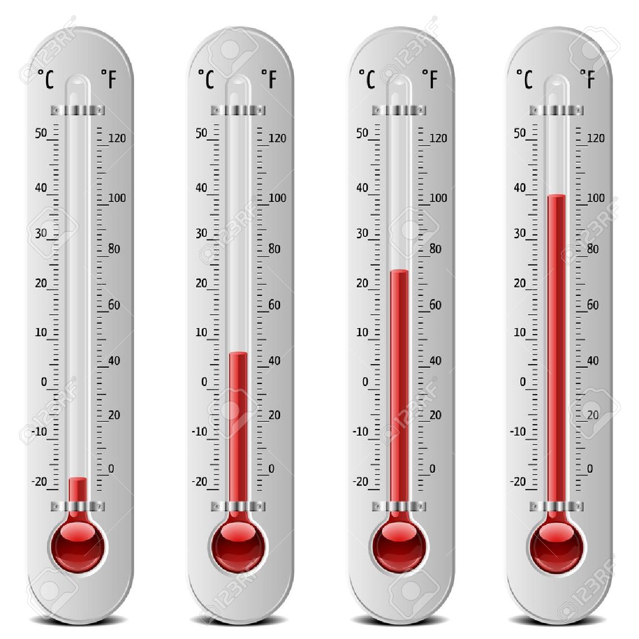 illustration of thermometers with different levels royalty free