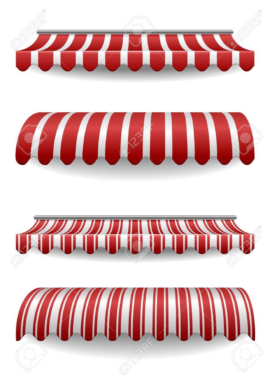 detailed illustration of set of striped awnings - 17020283 detailed illustration of set of striped awnings - 17020283