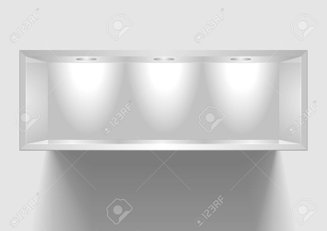 3 つのライトと 陳列棚の詳細なイラスト のイラスト素材 ベクタ Image