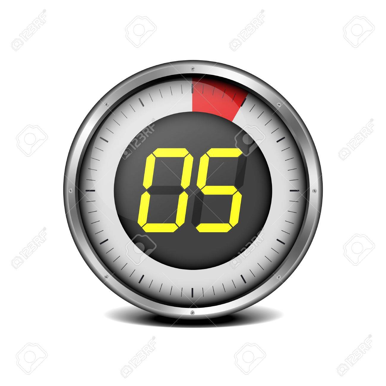 illustration of a metal framed timer with the number 5 - 18689672 illustration of a metal framed timer with the number 5 - 18689672