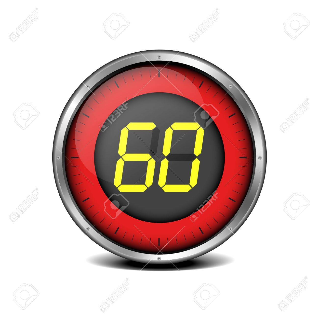 illustration of a metal framed timer with the number 60 - 18689650 illustration of a metal framed timer with the number 60 - 18689650