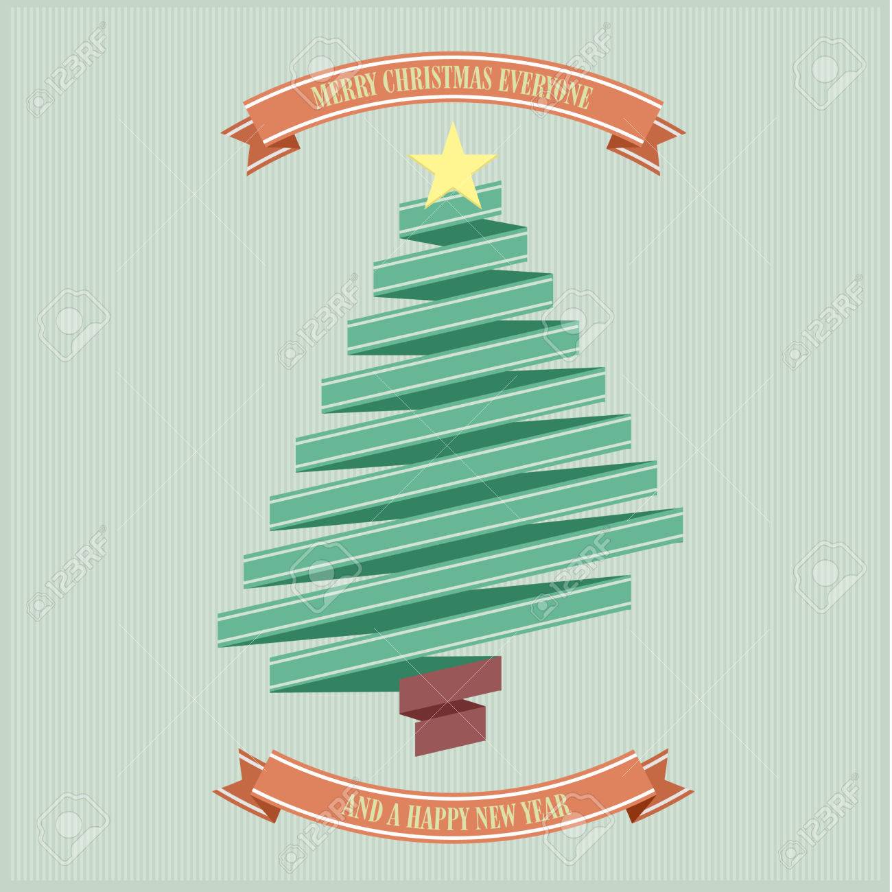 Vettoriale - Stilizzato Retrò Nastro Albero Di Natale Con La Stella Gialla, Eps10 Vettoriale Image 23126278.