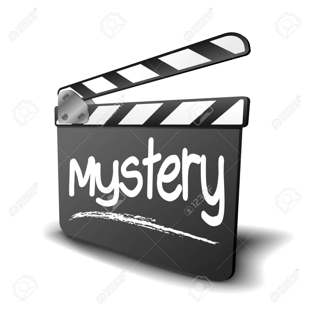 謎の言葉 映画やビデオのジャンルのための記号のクラッパー ボードの詳細なイラスト のイラスト素材 ベクタ Image