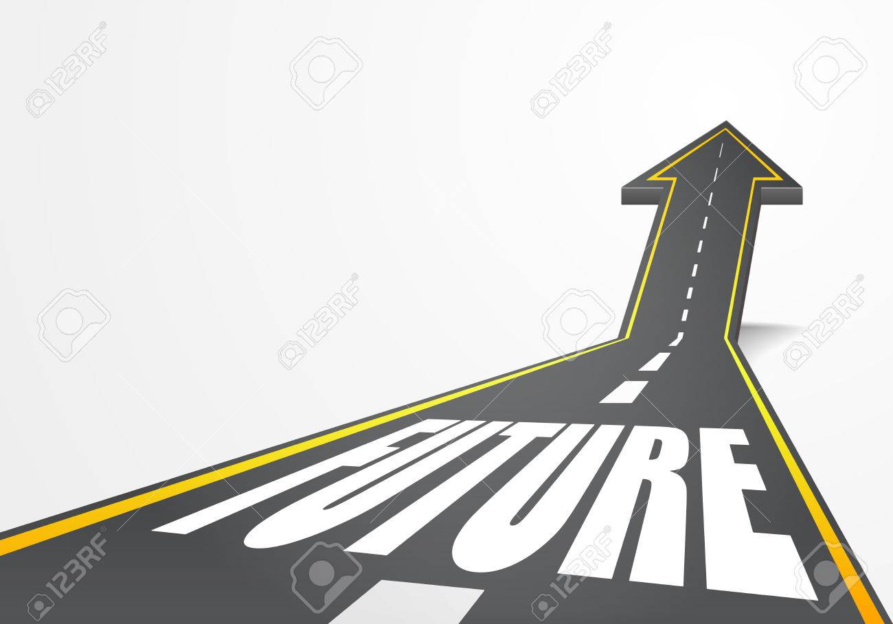 将来テキスト付きの矢印として上がって道路の詳細なイラスト のイラスト素材 ベクタ Image