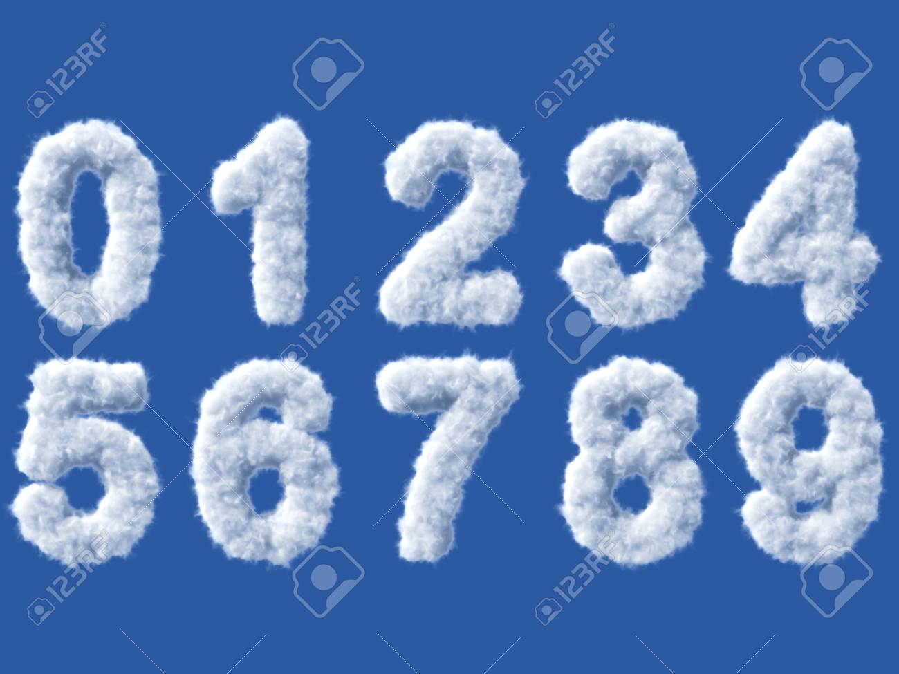 Cloud digits on white, high quality 3d render - 27537974 Cloud digits on white, high quality 3d render - 27537974