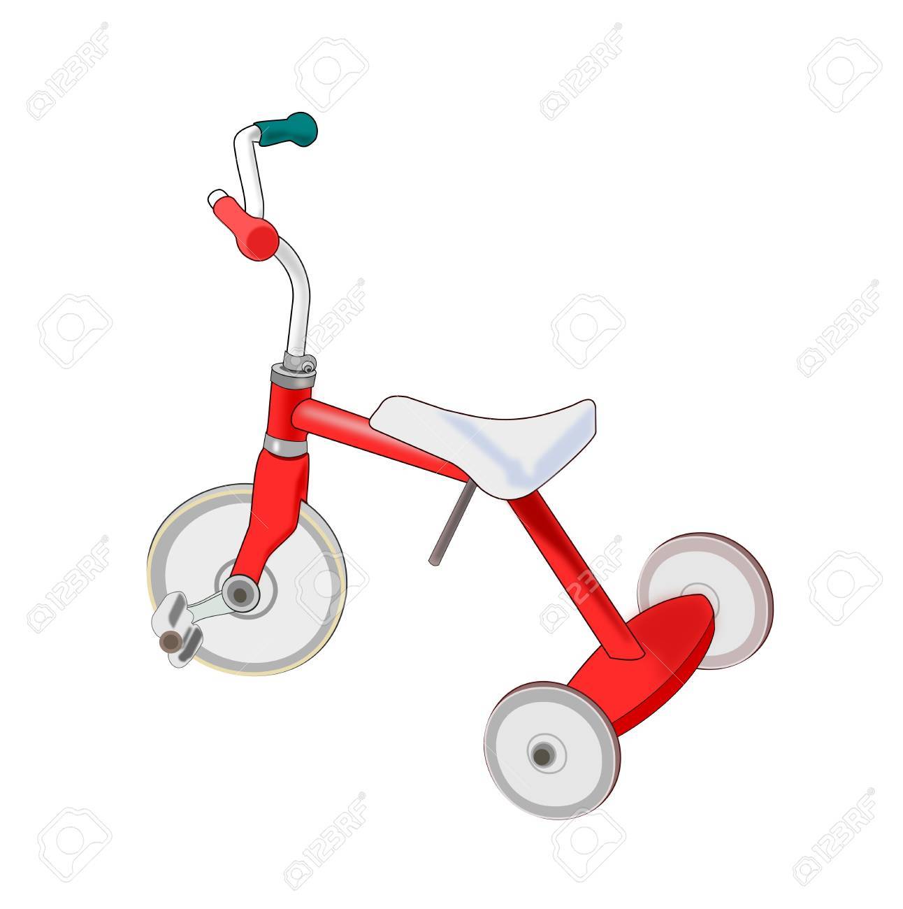 red and white tricycle
