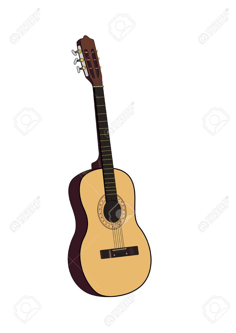 Dessin D Une Guitare Acoustique Isole Sur Fond Blanc Banque D Images Et Photos Libres De Droits Image