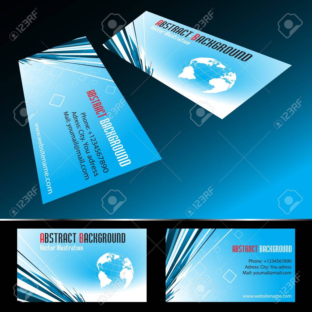 Vector Four Business Card Set Clip Art Royalty Free Cliparts