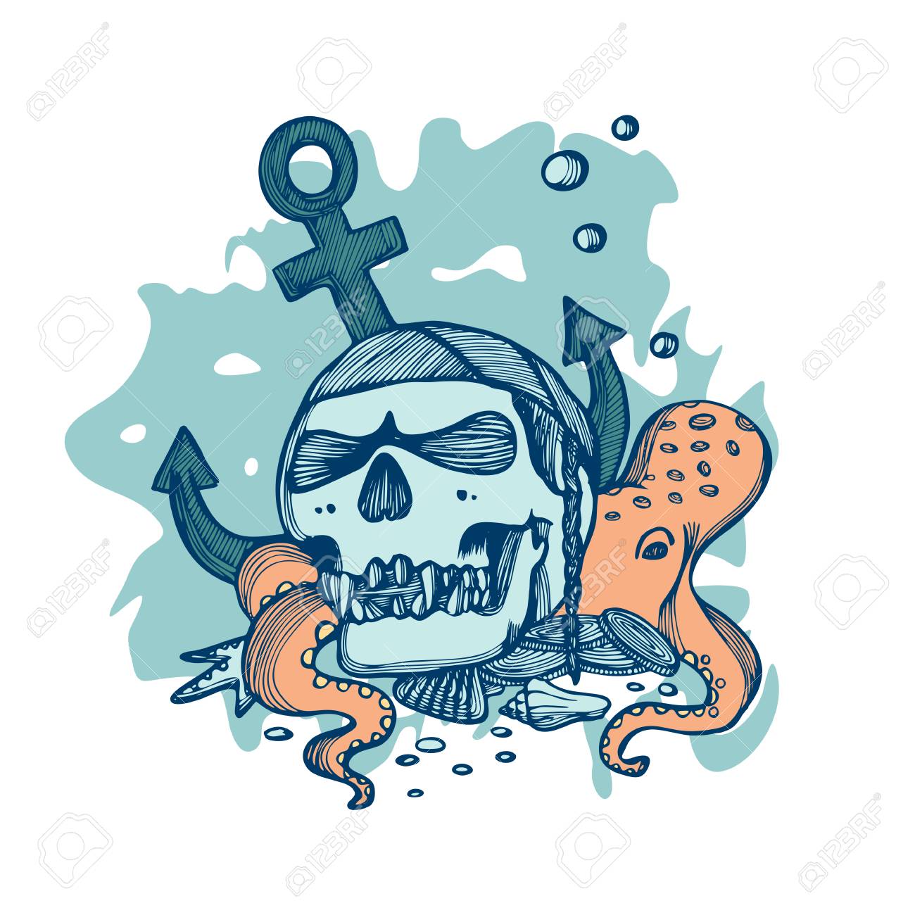 Piraten Schadel Auf Dem Boden Des Meeres Liegen Vektor Illustration Auf Weissem Icolated Lizenzfrei Nutzbare Vektorgrafiken Clip Arts Illustrationen Image 57320182