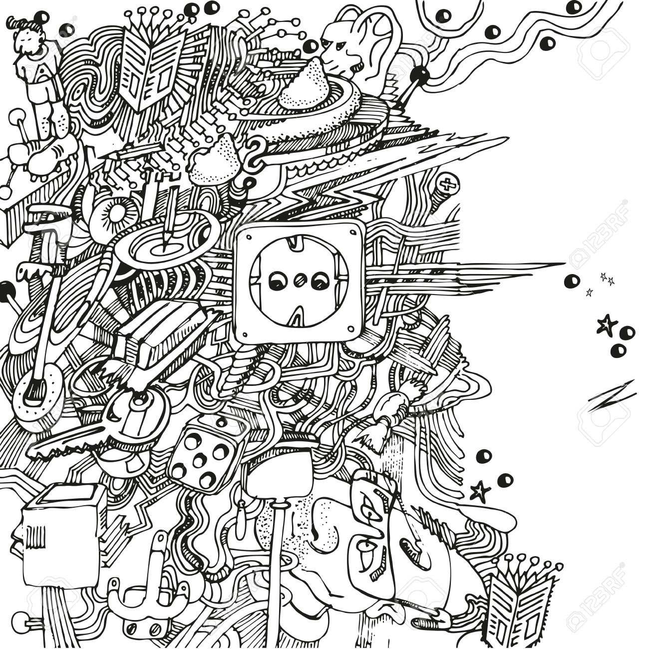 ボールペンは巨大な混乱を使用した描画のイラスト素材 ベクタ Image