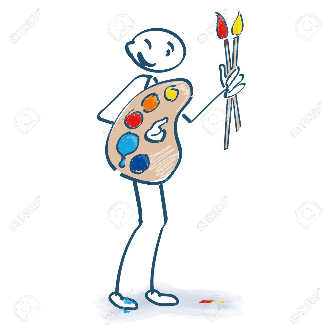 Stick Figure With Painters Pallet Stock Vector Stick Figure With Painters Pallet Stock Vector