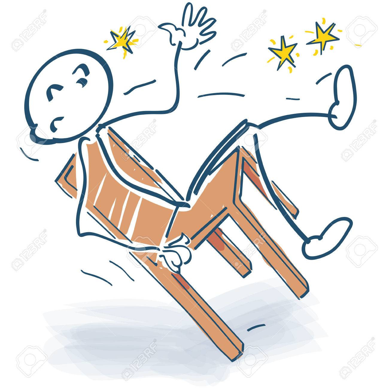 スティック図が突然椅子から落ちるのイラスト素材 ベクタ Image