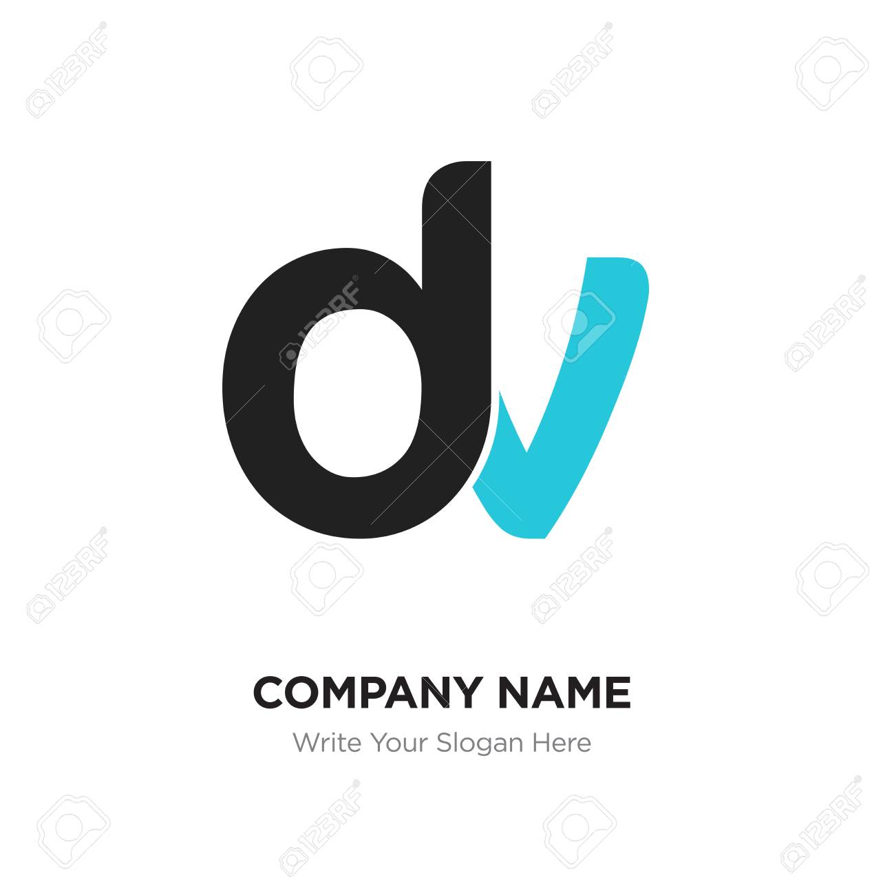 abstract letter dv vd logo design template black blue alphabet dv letter