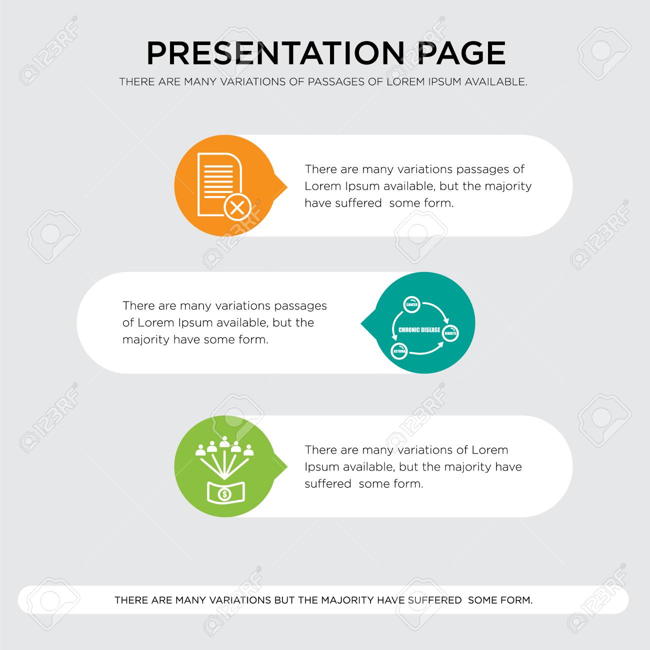 Employee Benefits Chronic Disease Paperless Presentation Design Template In Orange Green Yellow Colors With Horizontal And Rounded Shapes Royalty Free Cliparts Vectors And Stock Illustration Image 98668146