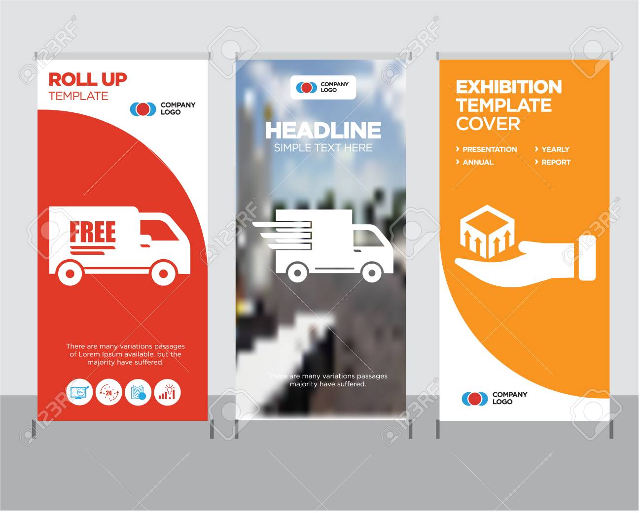 Package delivery in hand modern business roll up banner design template, Logistics delivery truck in movement creative poster stand or brochure concept, Free delivery truck cover publication - 99859902 Package delivery in hand modern business roll up banner design template, Logistics delivery truck in movement creative poster stand or brochure concept, Free delivery truck cover publication - 99859902