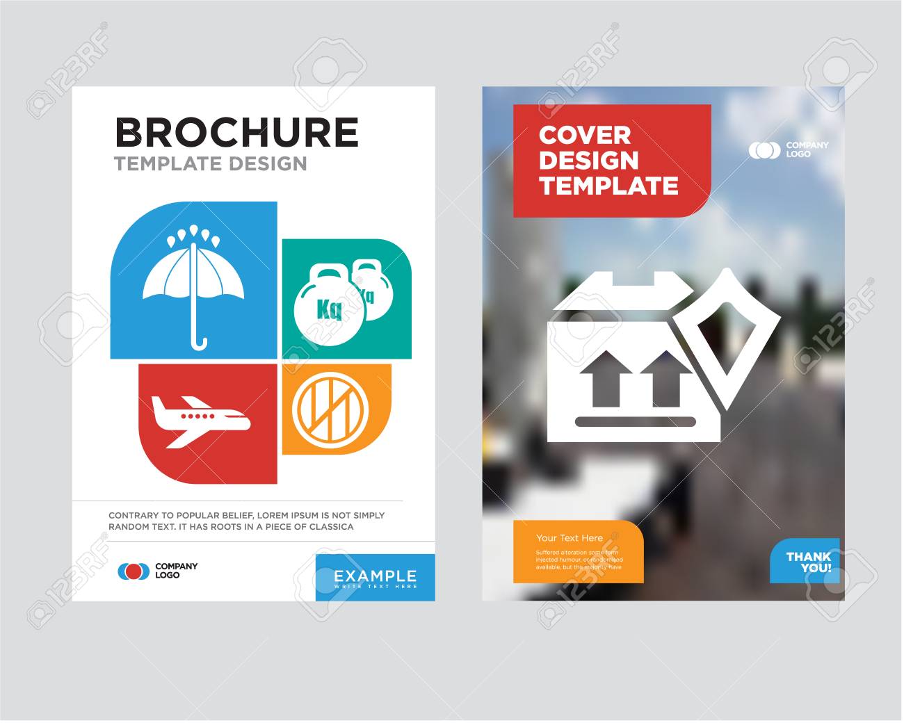 delivery pack security brochure flyer design template with abstract