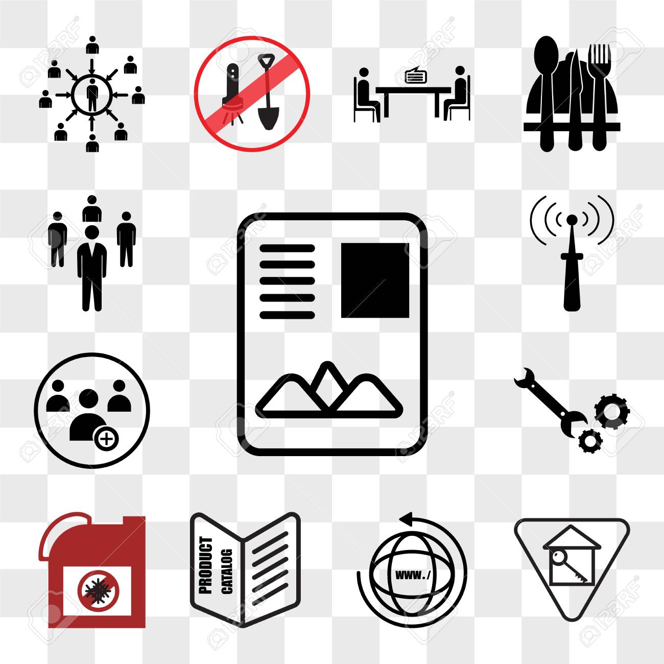 set of 13 transparent editable icons such as monopoly house