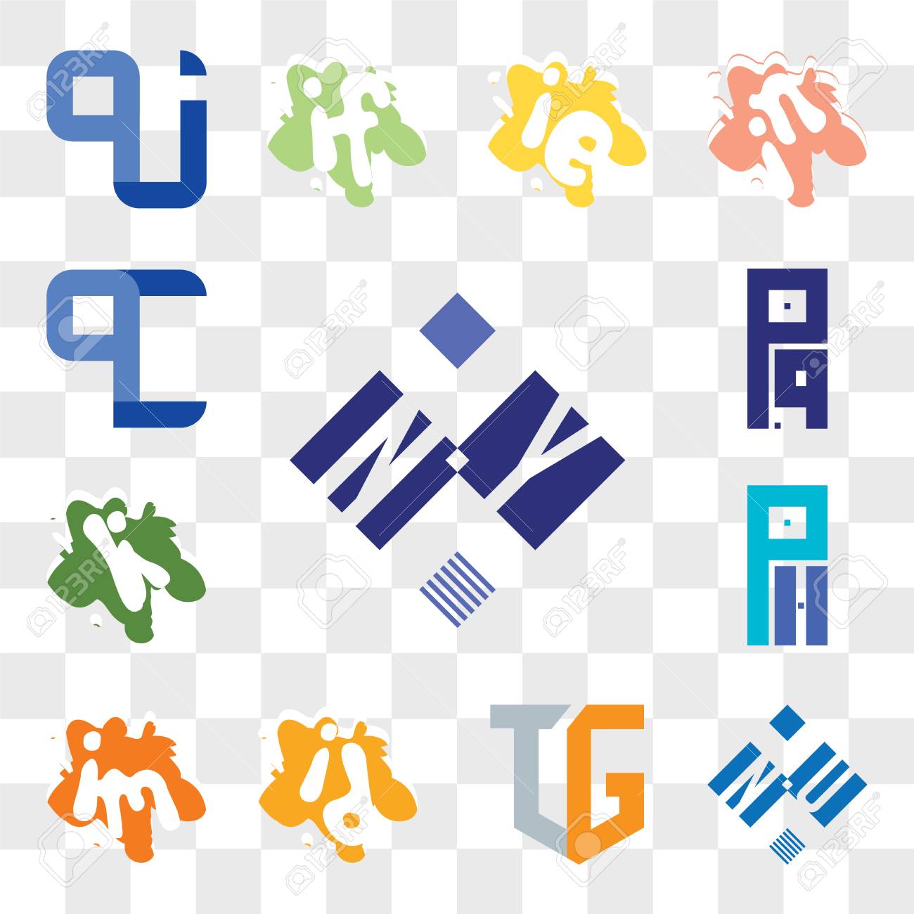 Set Of 13 Transparent Editable Icons Such As Ny Or Yn Nu Un Tg Id Di