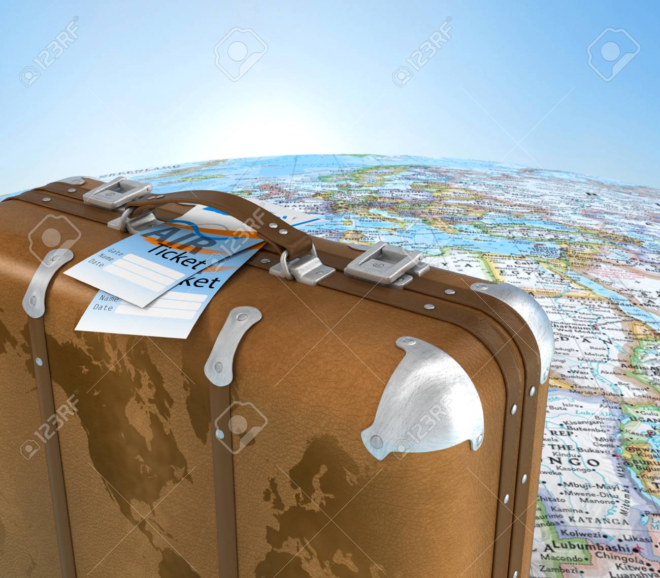 suitcase with world map
