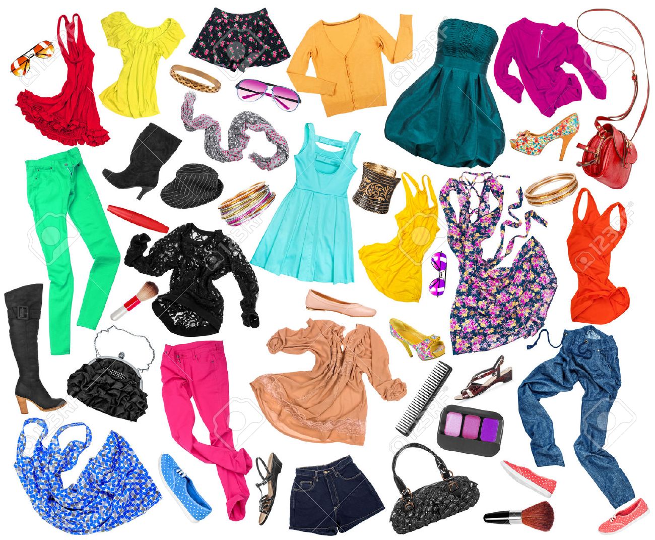Una Colección De Diferentes Estilos De Ropa Y Zapatos Aislados En El Fondo Blanco Fotos Retratos Imágenes Y Fotografía De Archivo Libres De Derecho Image 44704597