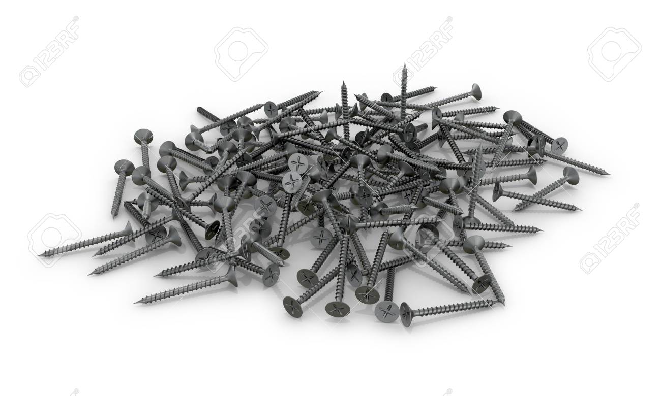 白い背景に黒いネジを締めます 3 D イラストレーション の写真素材 画像素材 Image