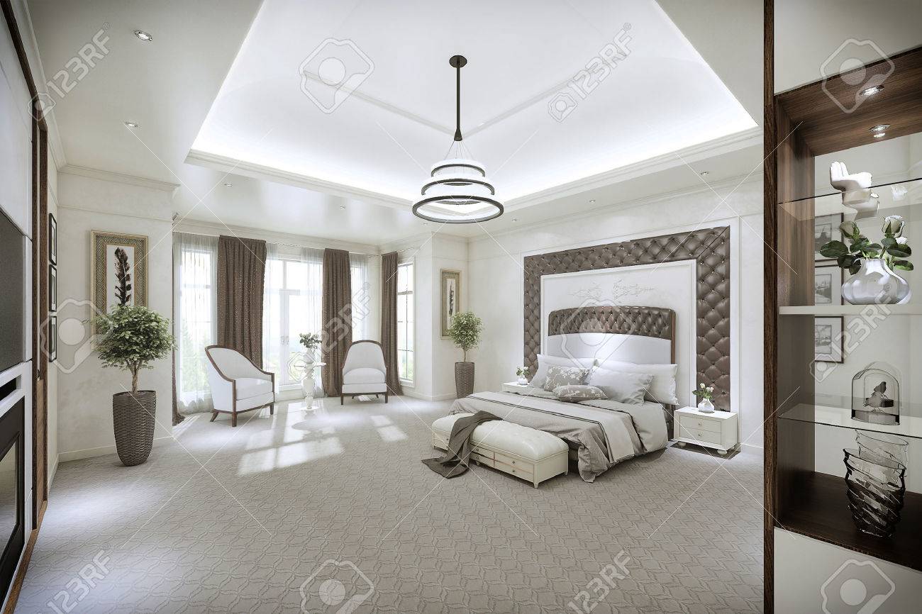 Moderne Schlafzimmer Interieur Mit Großen Fenstern Vom Boden Bis Zur ... Moderne Schlafzimmer Interieur Mit Großen Fenstern Vom Boden Bis Zur ...