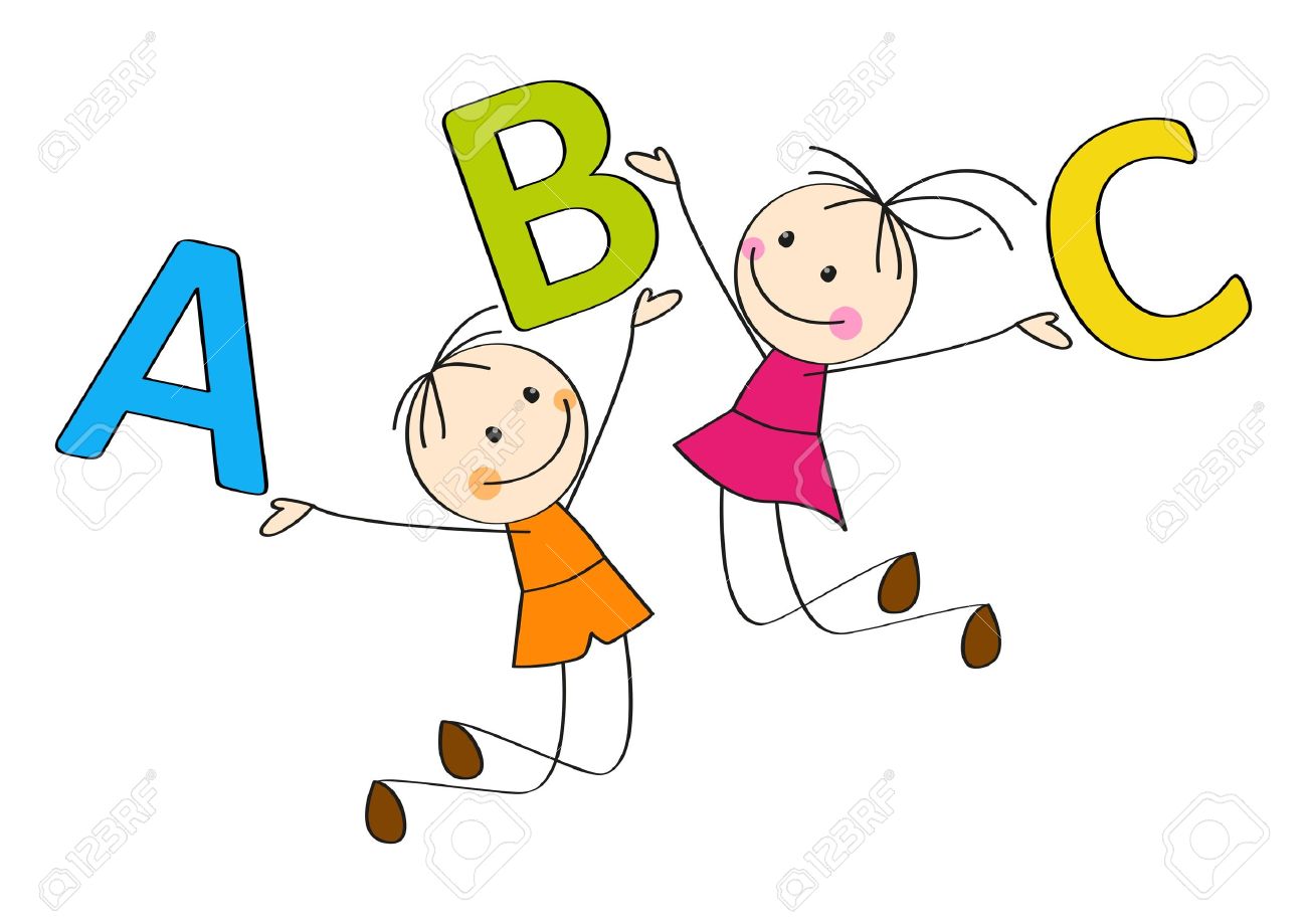 文字 A B C を持つ子供をジャンプ のイラスト素材 ベクタ Image