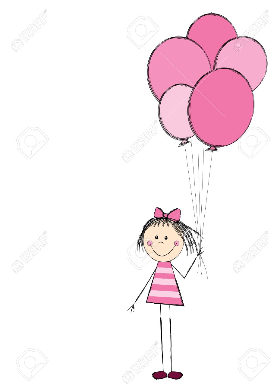 Cute Girl With Pink Balloon Royalty Free Cliparts Vectors And Stock Illustration Image