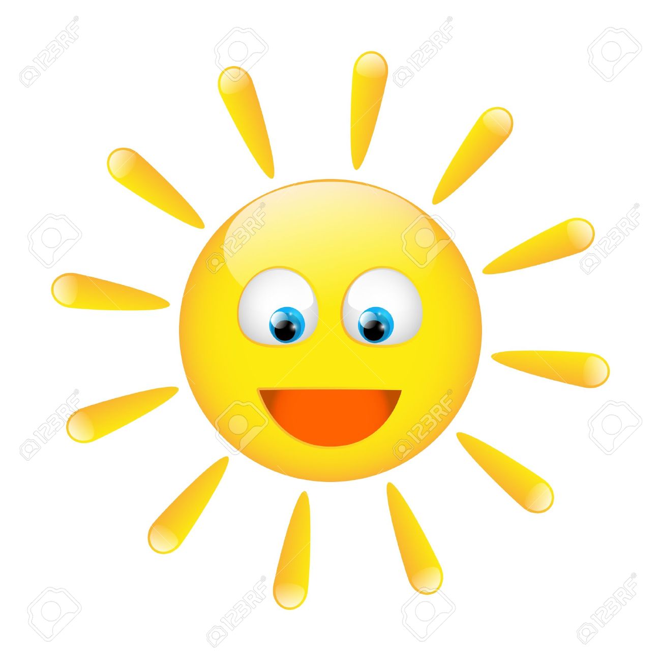 Cute Sunny Character Isolated On White Stock Photo, Picture and Royalty  Free Image. Image 17740340.