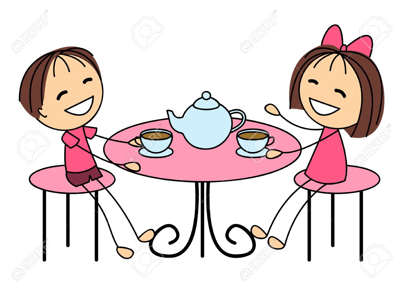 Cute Little Kids Drinking Tea Royalty Free SVG, Cliparts, Vectors, And  Stock Illustration. Image 27315237.