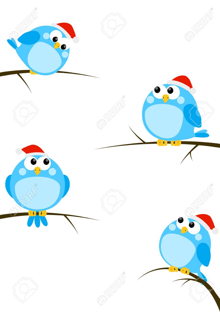 Ensemble Doiseaux De Noël De Dessin Animé