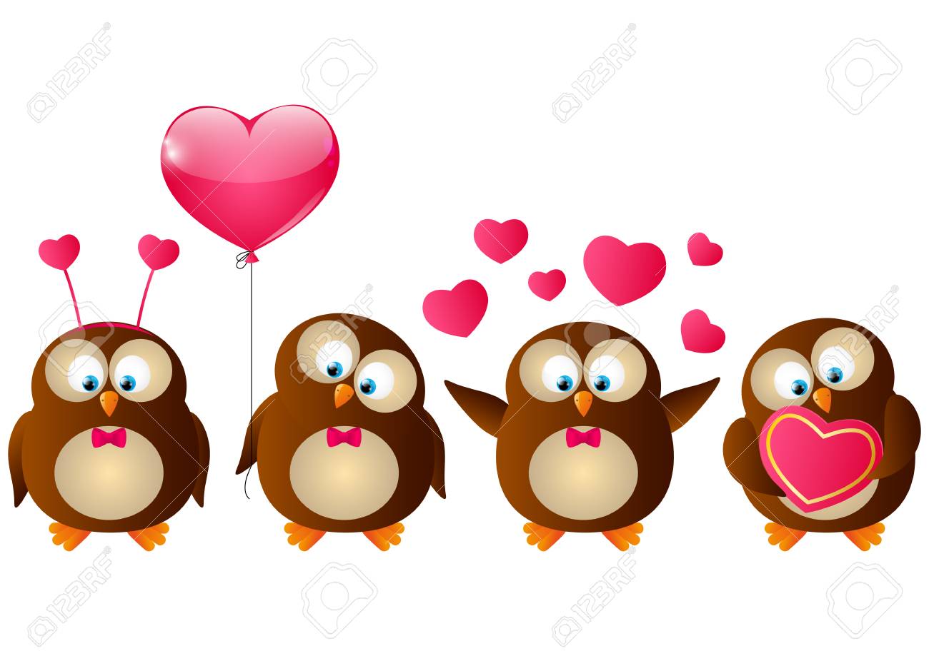 Set Of Valentines Day Owls Royalty Free SVG, Cliparts, Vectors, And Stock  Illustration. Image 35693824.