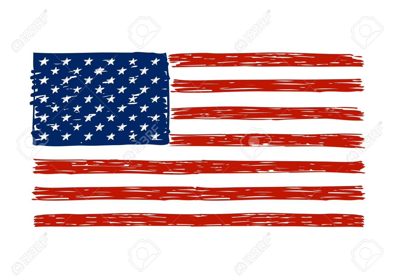 Doodle Dessin Drapeau Americain Pour Votre Conception Clip Art Libres De Droits Vecteurs Et Illustration Image 57254542