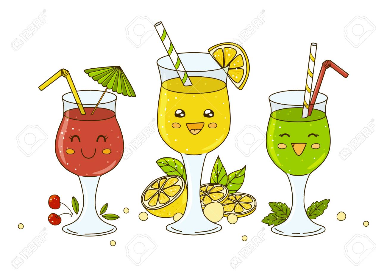 Set Of Cute Cocktails Isolated On White Royalty Free Cliparts Vectors And Stock Illustration Image 59731127