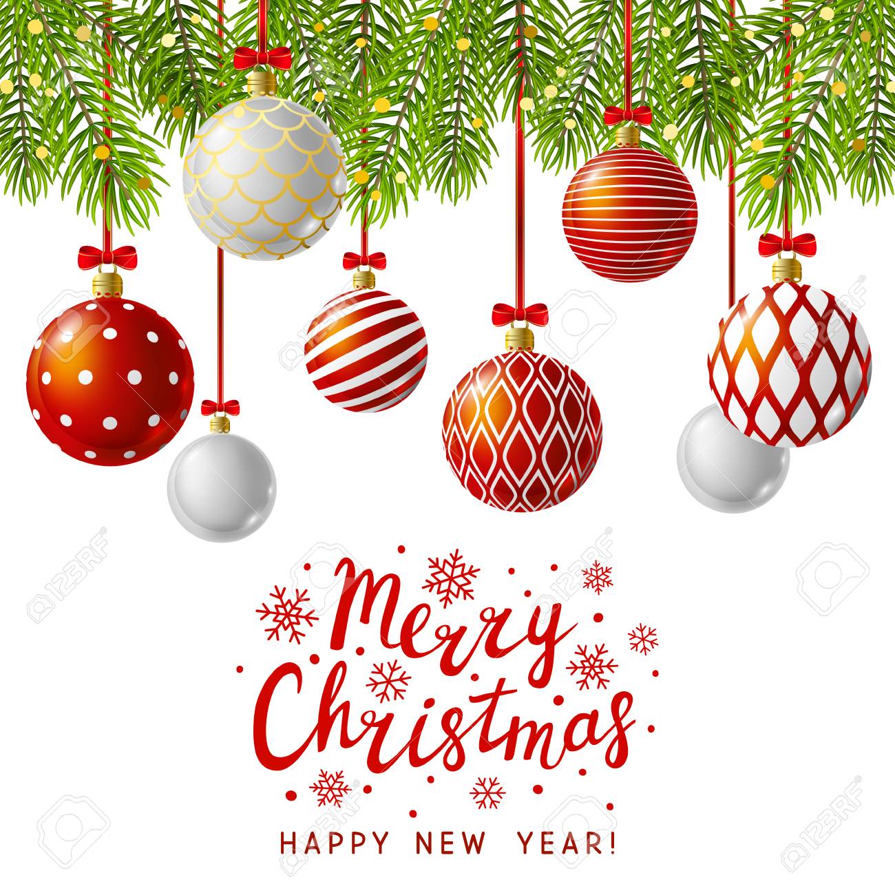 Christmas Greeting Card With Red Xmas 