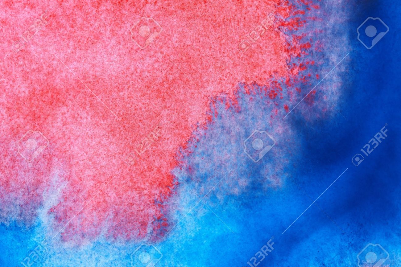 赤青スポット、水彩抽象手描きの背景の写真素材・画像素材 Image
