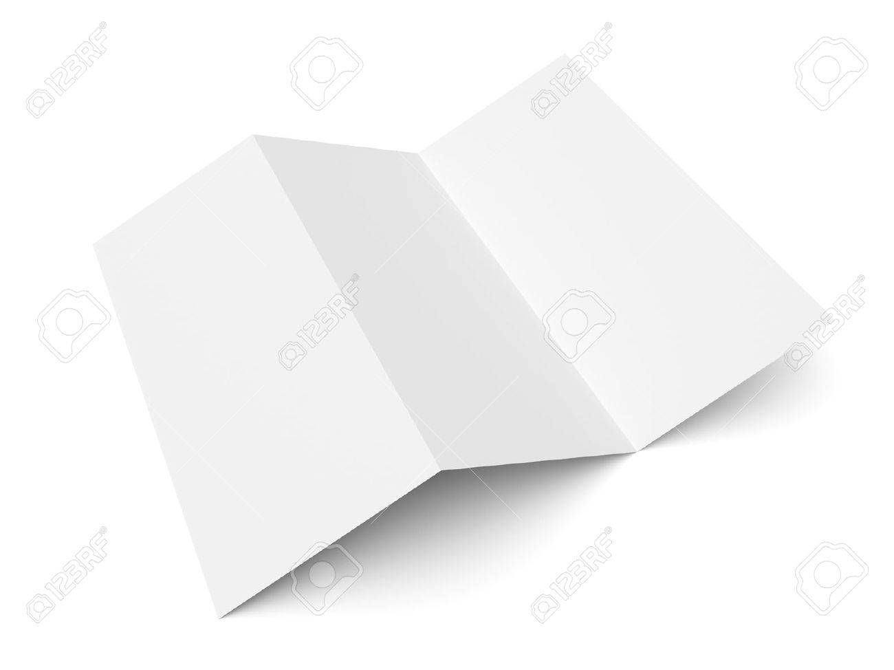 leaflet blank trifold paper brochure mockup isolated on white