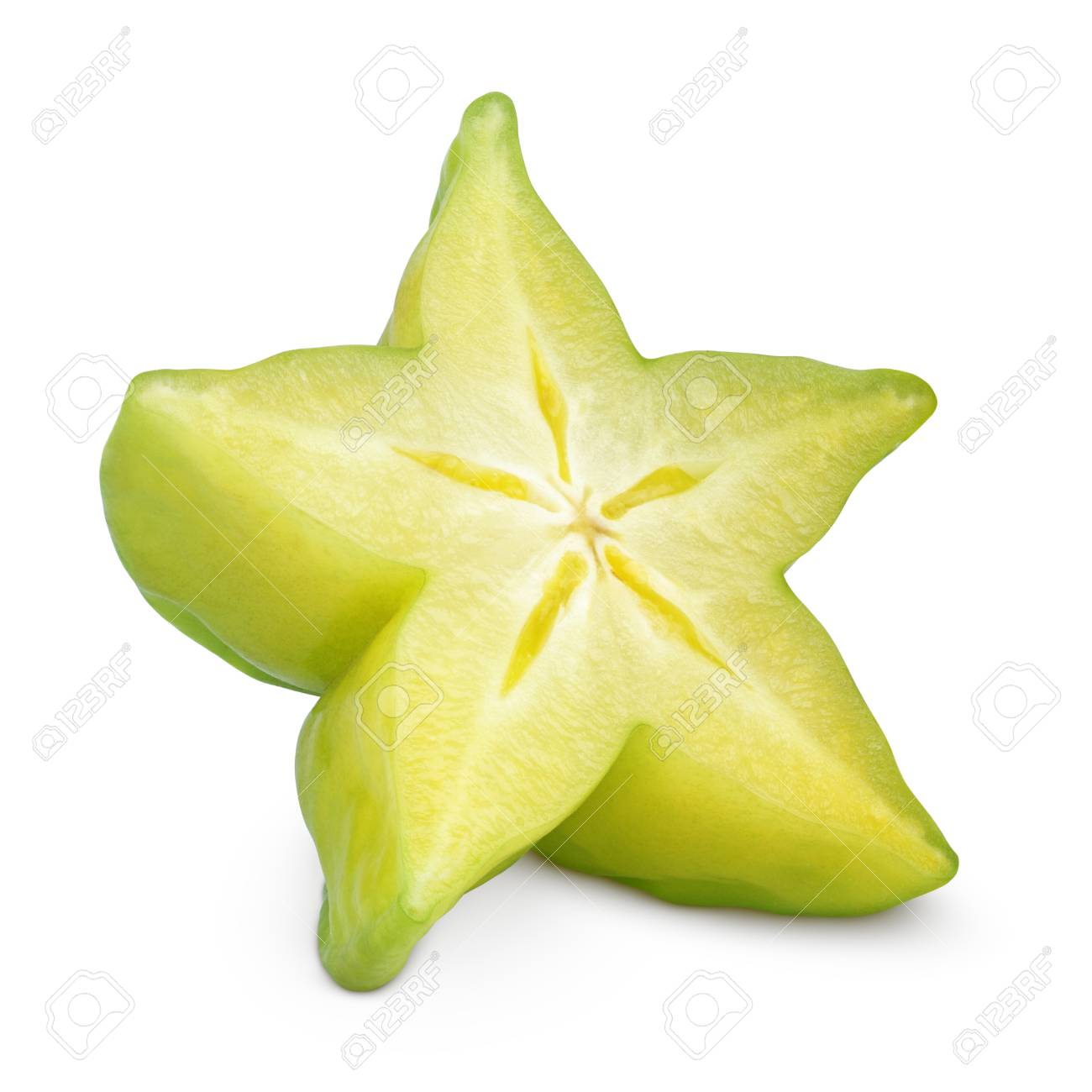 slice of carambola fruit or starfruit isolated stock photo picture