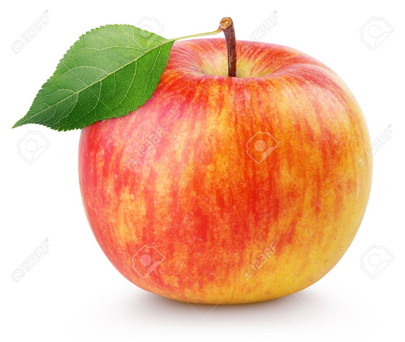 Single Ripe Red Yellow Apple Fruit With 