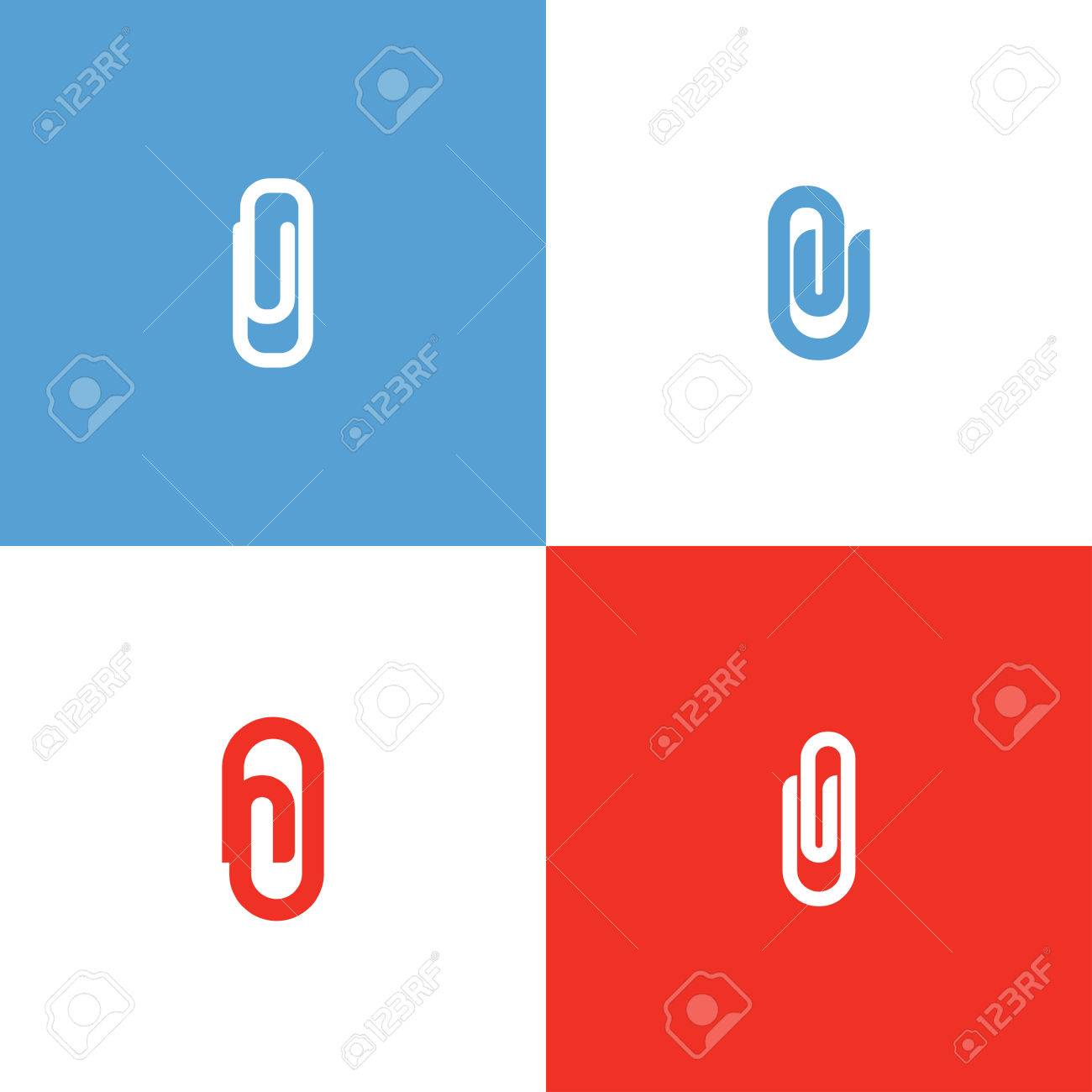 ペーパー クリップの近代的なライン ロゴ マーク テンプレートのセット のイラスト素材 ベクタ Image